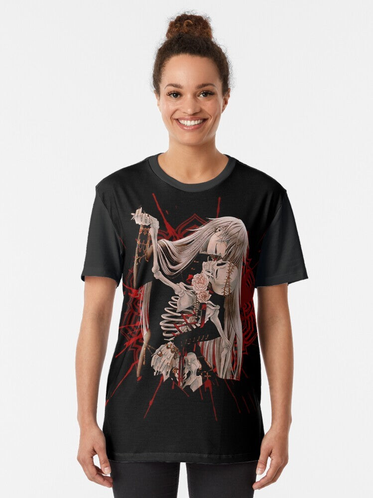 Undertaker Black Butler Graphic T-Shirt featuring the iconic silhouettes of Sebastian Michaelis and Ciel Phantomhive - Women