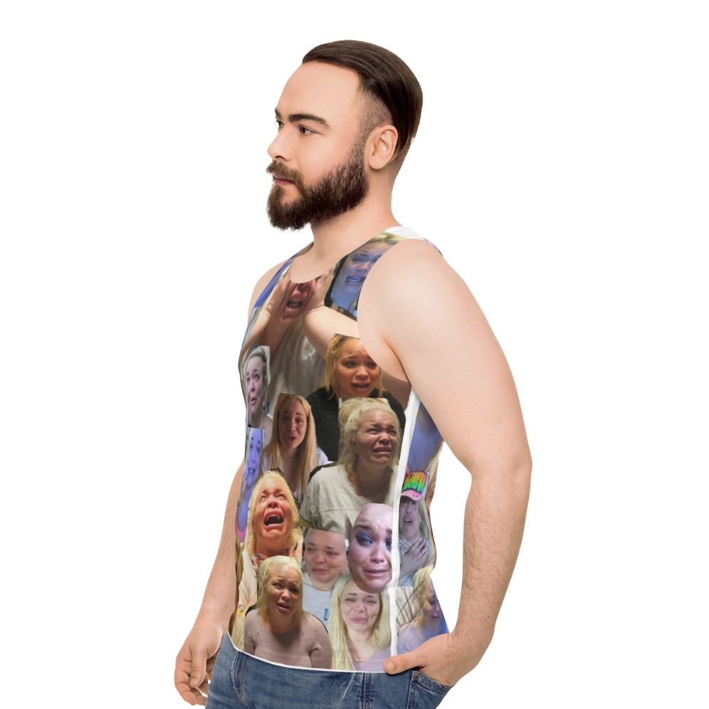 Trisha Paytas inspired unisex tank top with crying meme design - men side