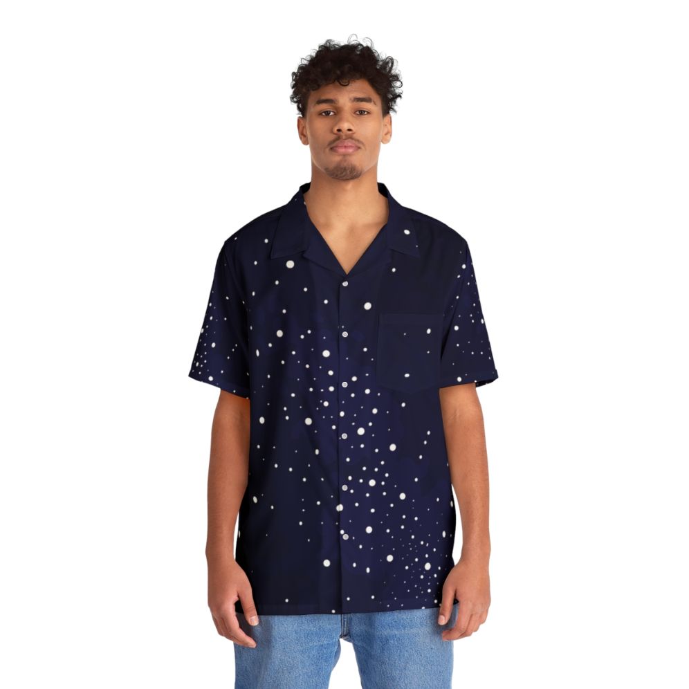 Starry night sky cosmic galaxy pattern Hawaiian shirt - People Front