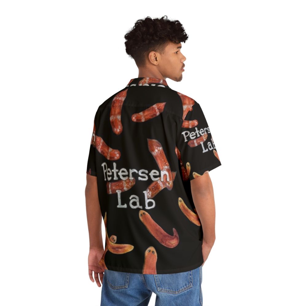 Worm science watercolor design on a Hawaiian shirt - People Back