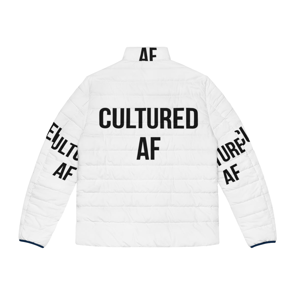 Cultured AF puffer jacket, a stylish and ironic clothing piece - Back