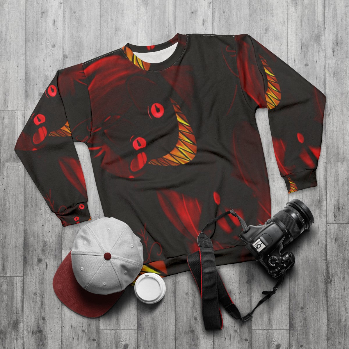 Radio Demon Sweatshirt featuring Alastor from Hazbin Hotel - flat lay