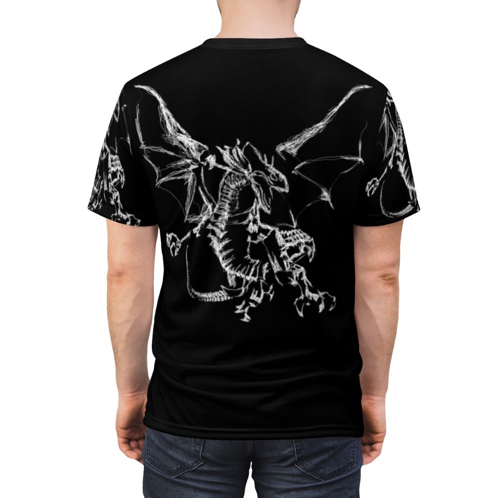 Mystic dragon lightning t-shirt featuring a powerful mythical creature design - men back