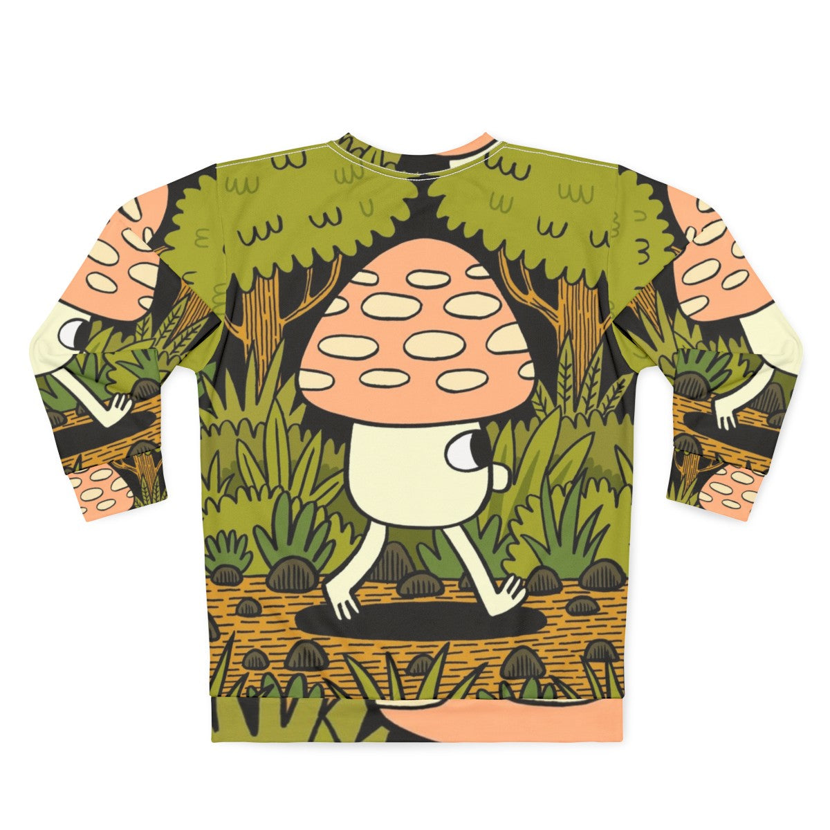 Sweatshirt featuring a nature-inspired design with autumn leaves and woodland creatures - Back