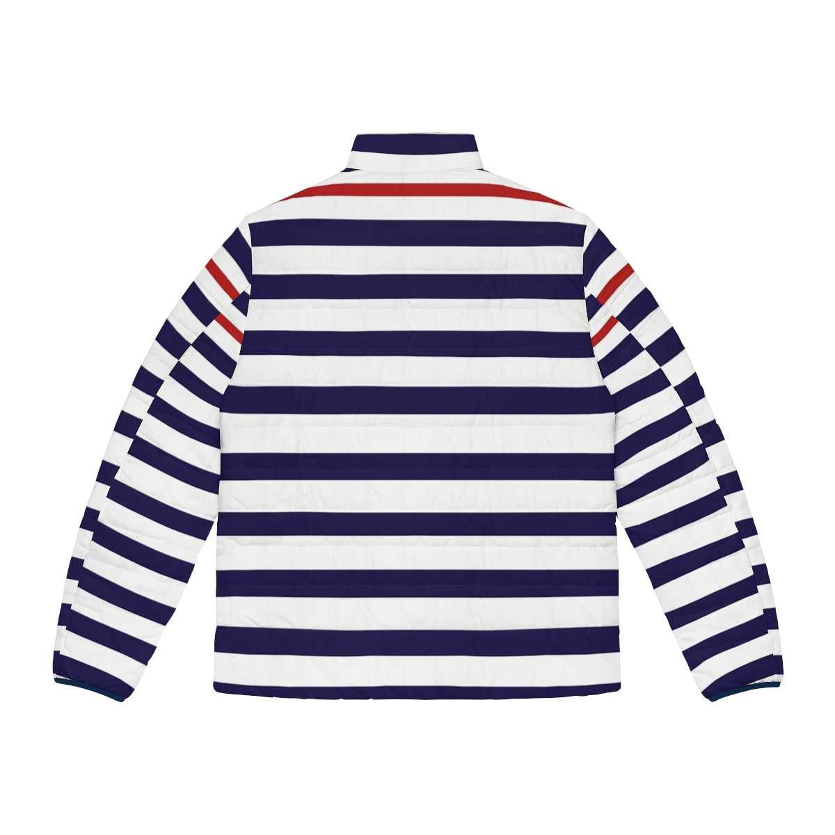 Minimalist Nautical III Blue and White Striped Puffer Jacket - Back