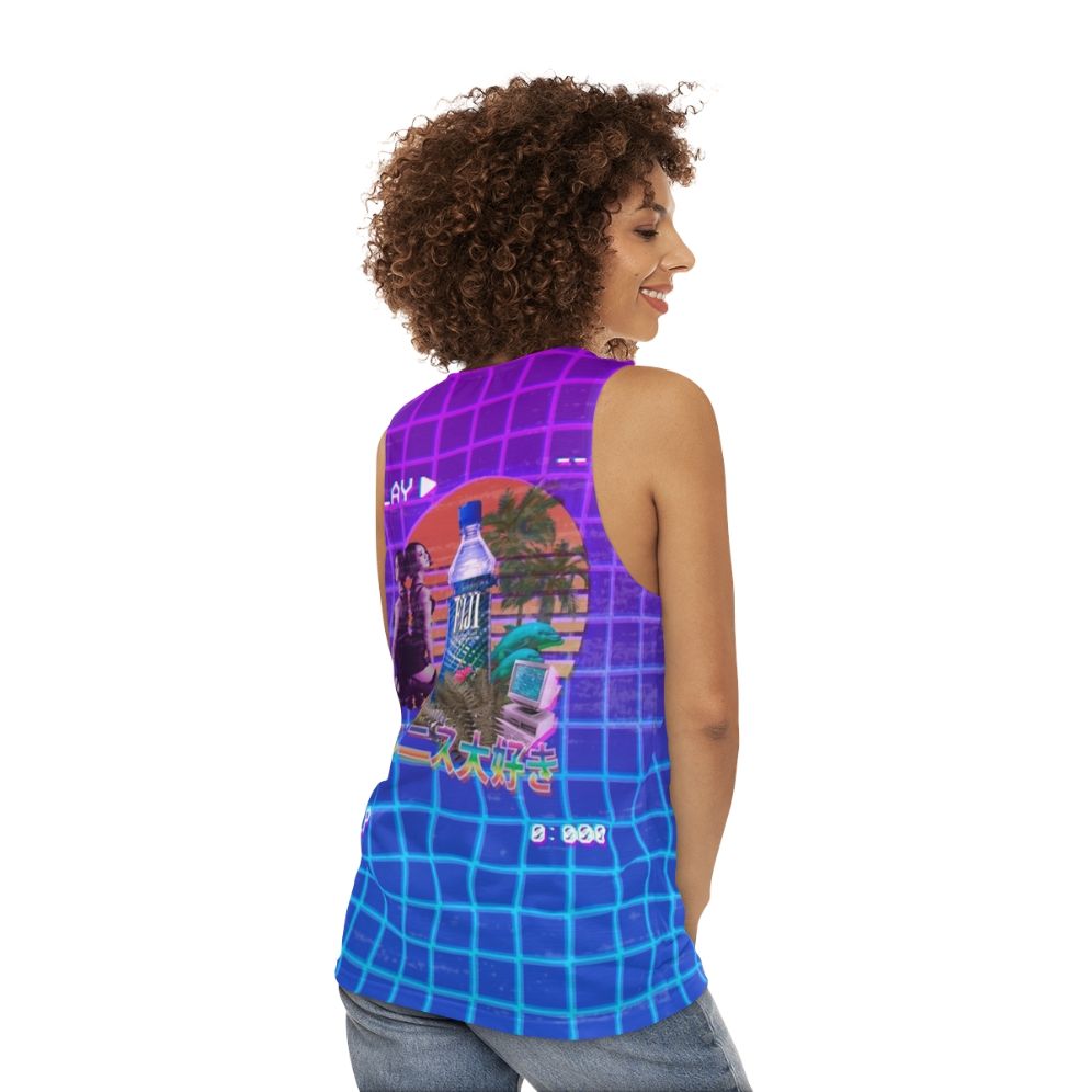 Vaporwave Fiji Bottle Unisex Tank Top - women back