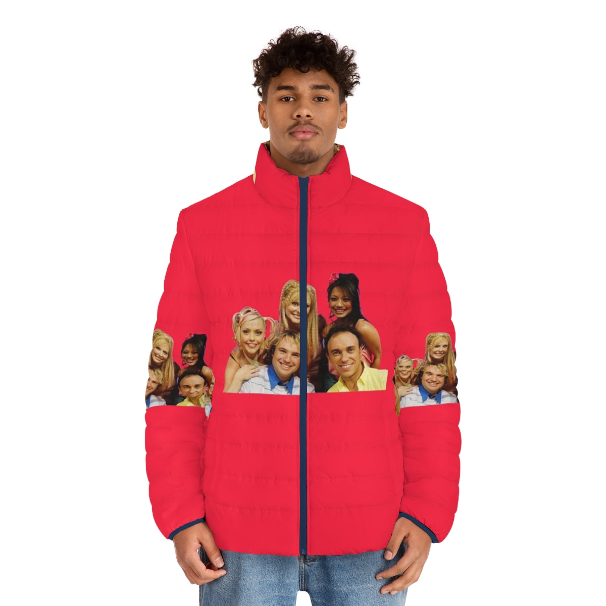 Hi-5 cast puffer jacket, featuring the iconic 90s Australian children's TV show characters - men front