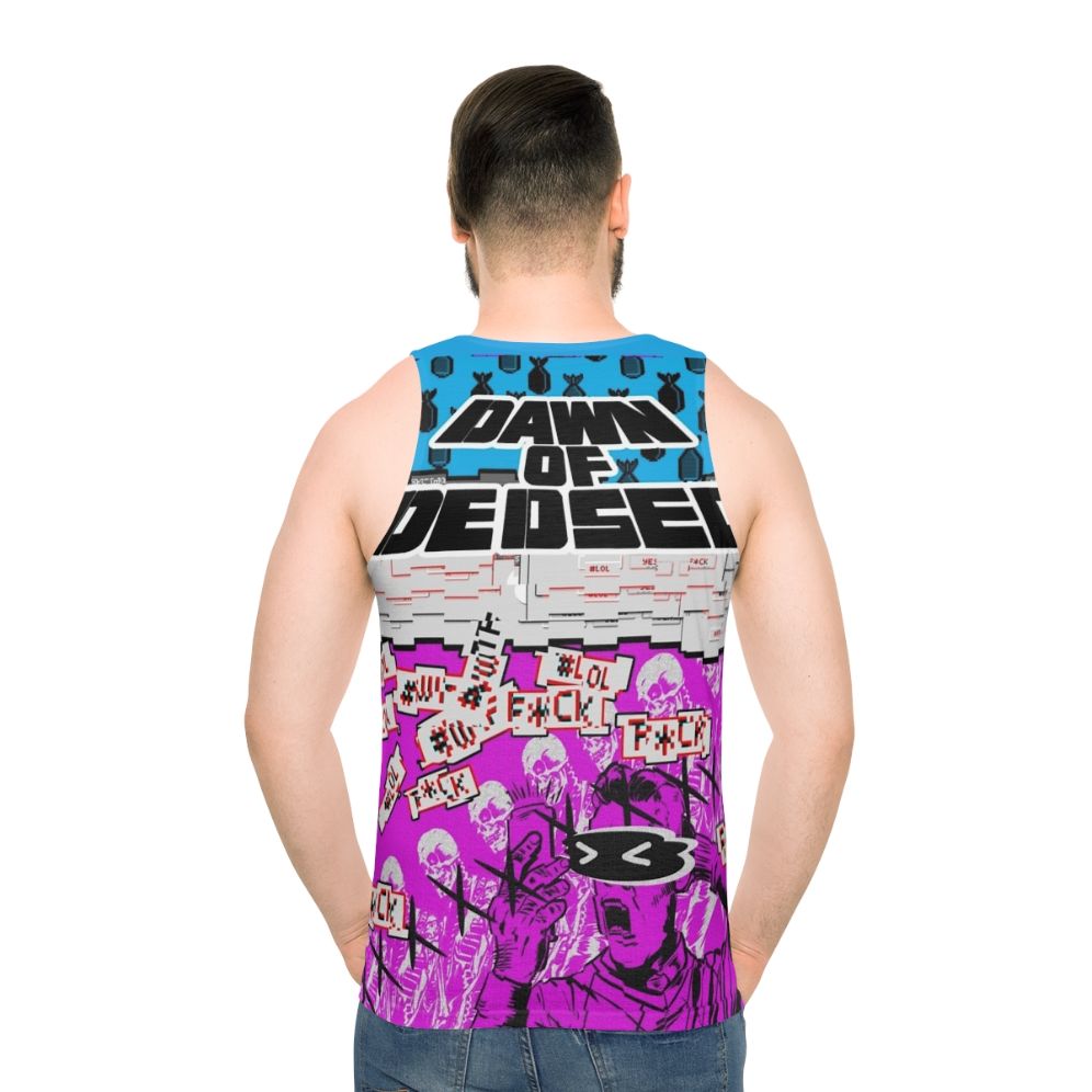 Dawn of Dedsec Unisex Tank Top with Dedsec logo - men back