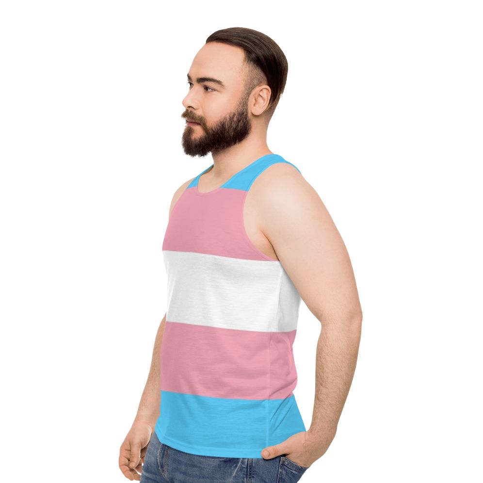 Transgender pride flag unisex tank top - men side