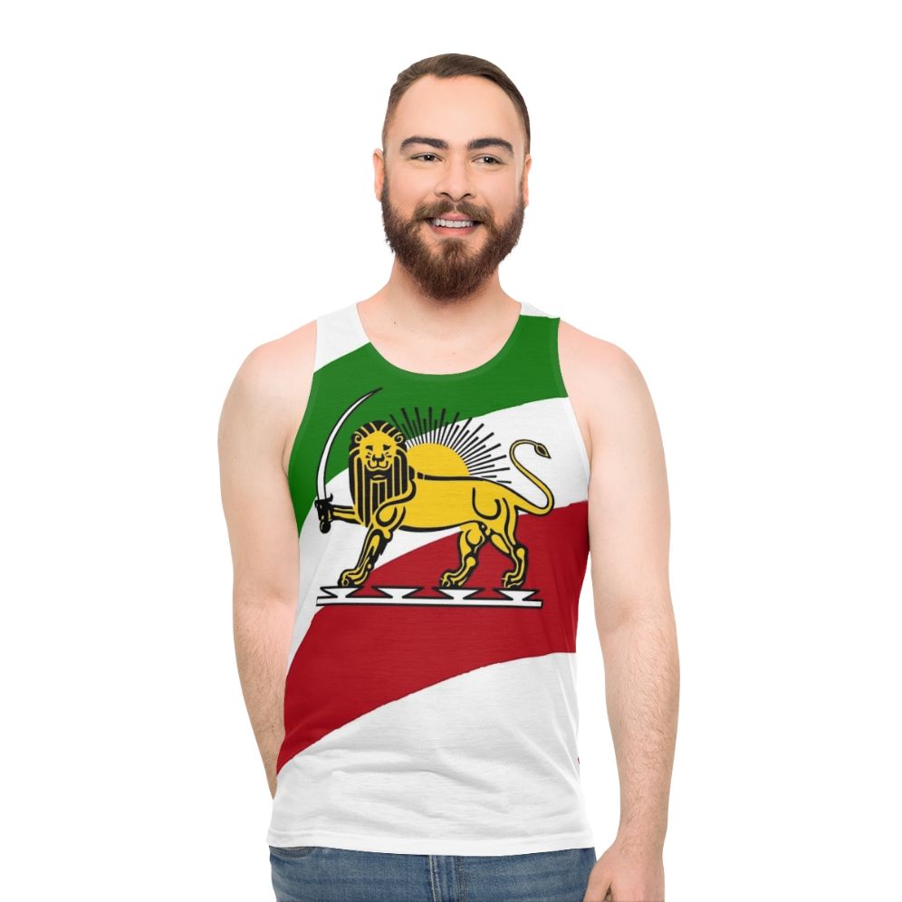 Unisex tank top with Iran flag and lion symbol - men