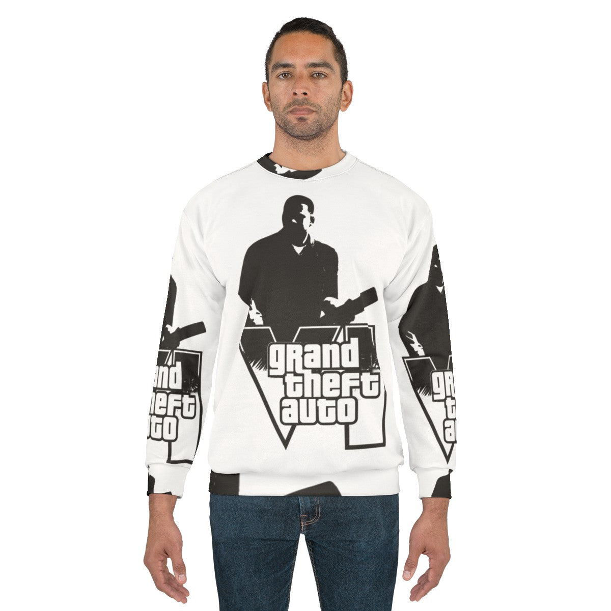 Grand Theft Auto themed sweatshirt with gaming graphics - men