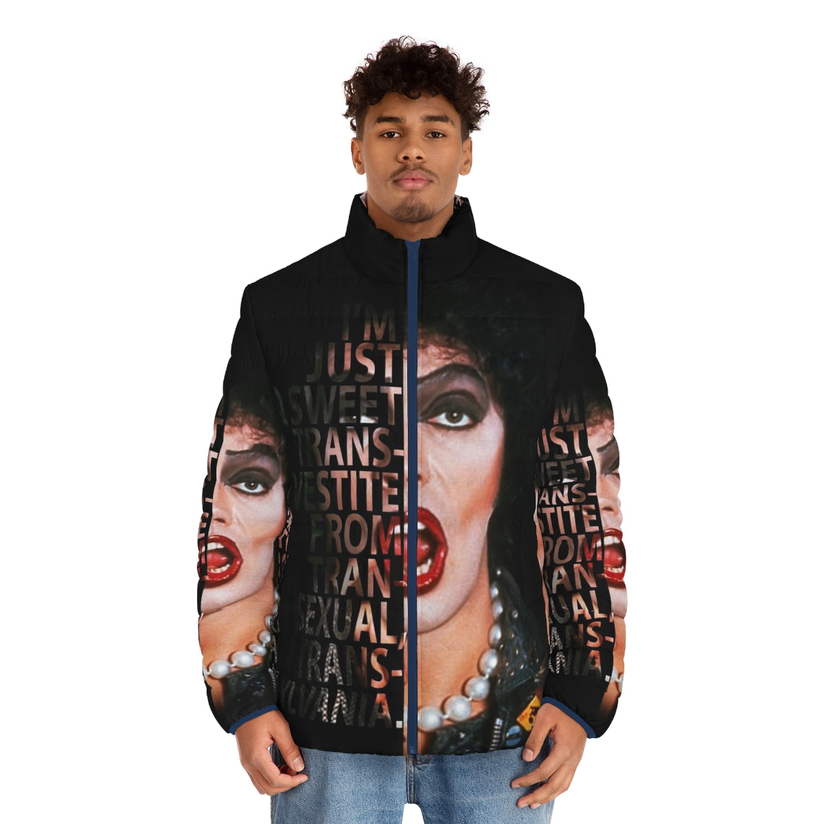 Frank N Furter Puffer Jacket, inspired by the iconic Rocky Horror Picture Show - men front