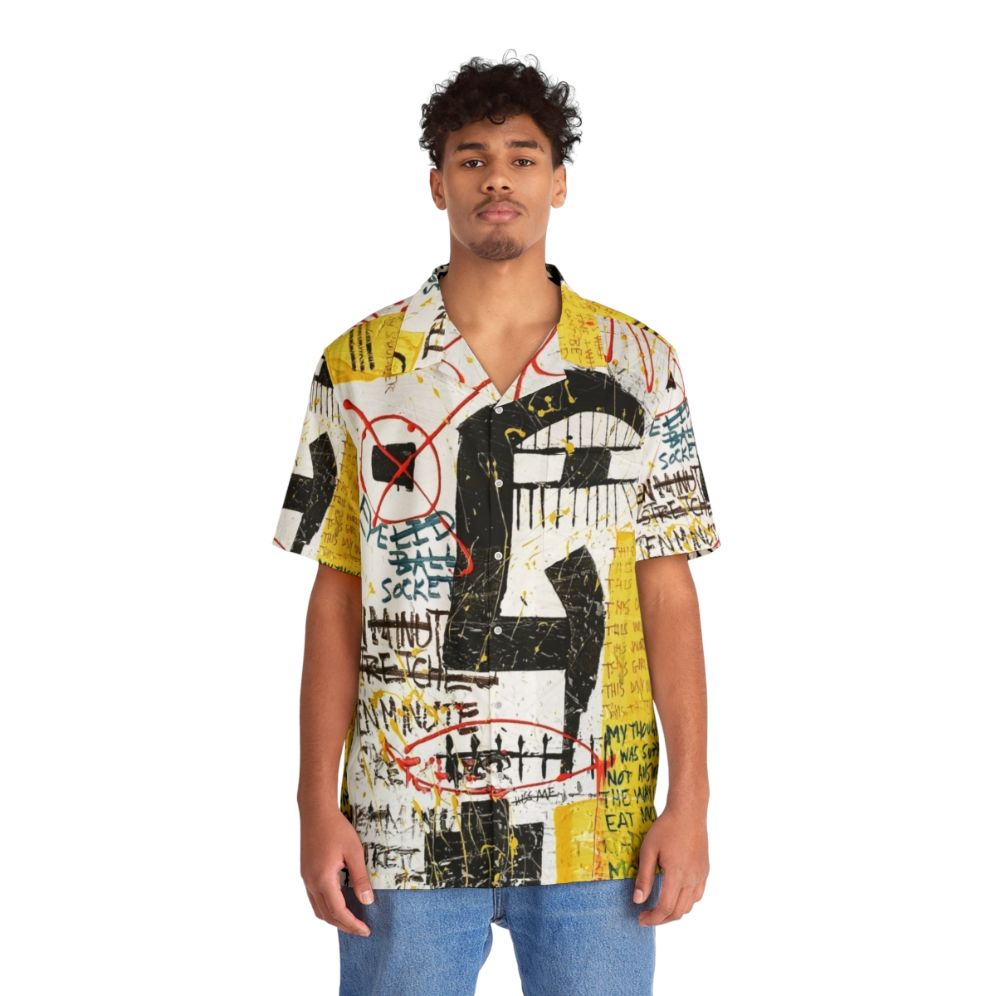 Modernist Abstract Hawaiian Shirt with Word Art - People Front