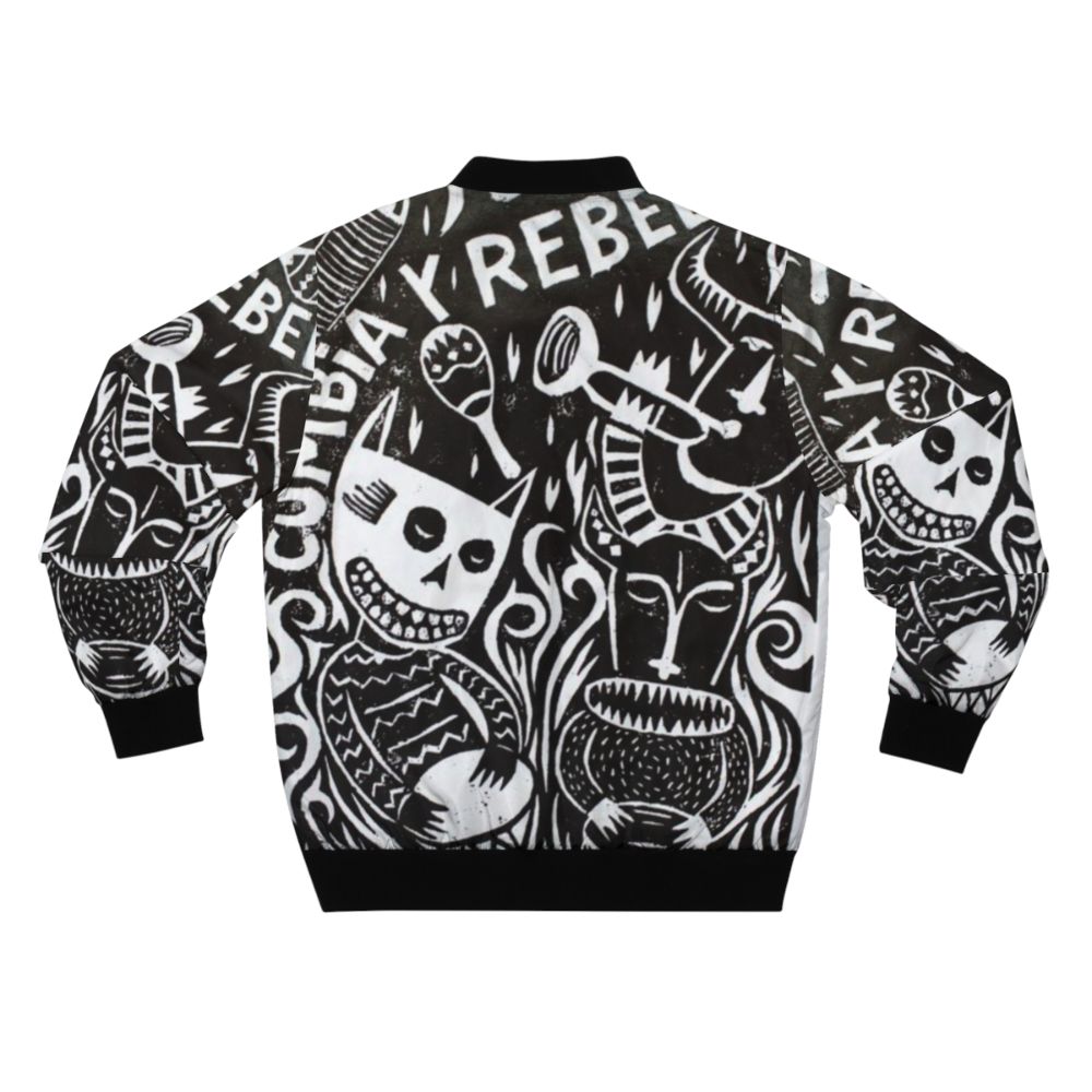 Latin American-inspired bomber jacket with music and cultural elements - Back