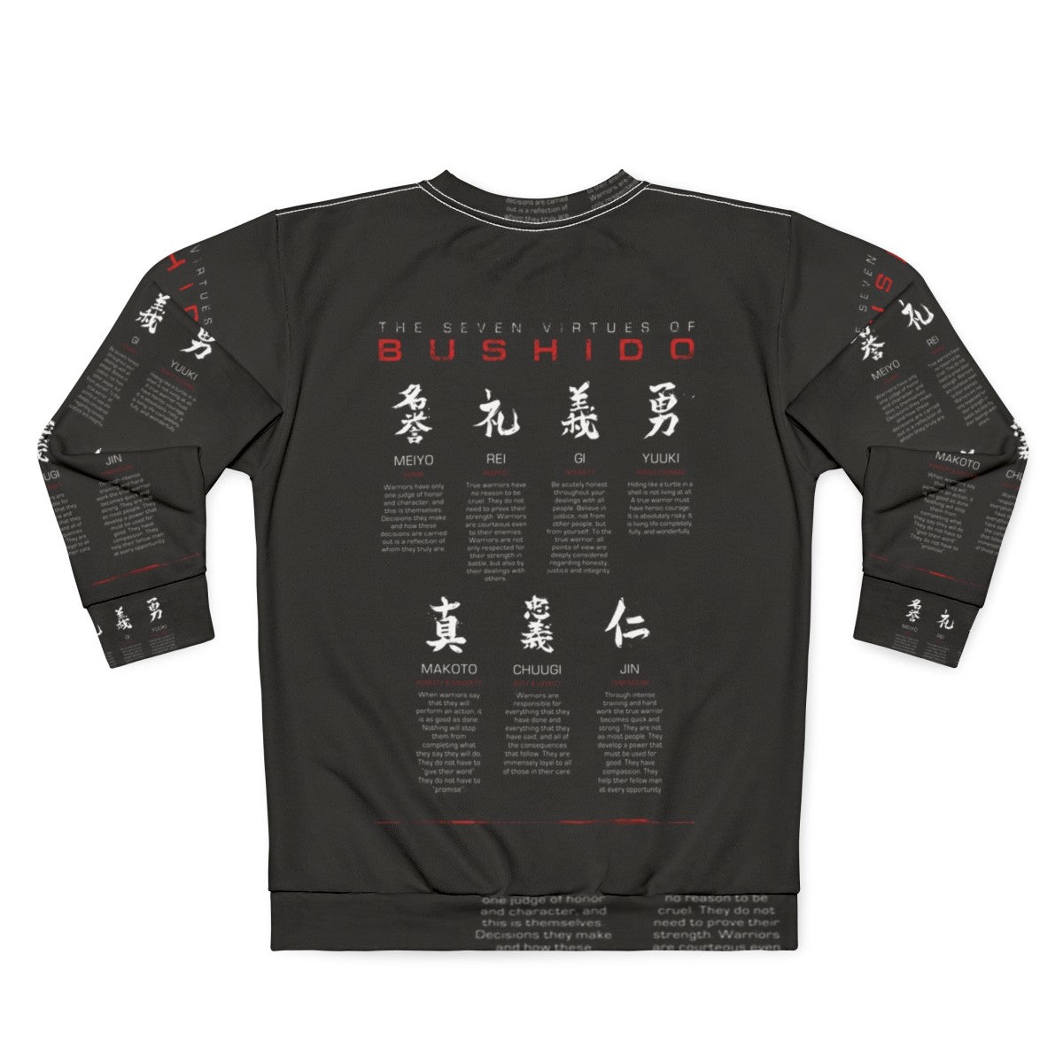 Bushido Code Samurai Warrior Black Sweatshirt - Back