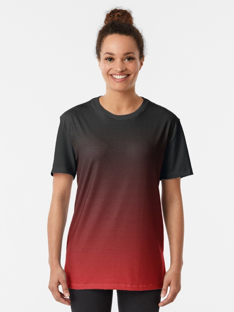 Black to red ombre gradient graphic t-shirt - Women