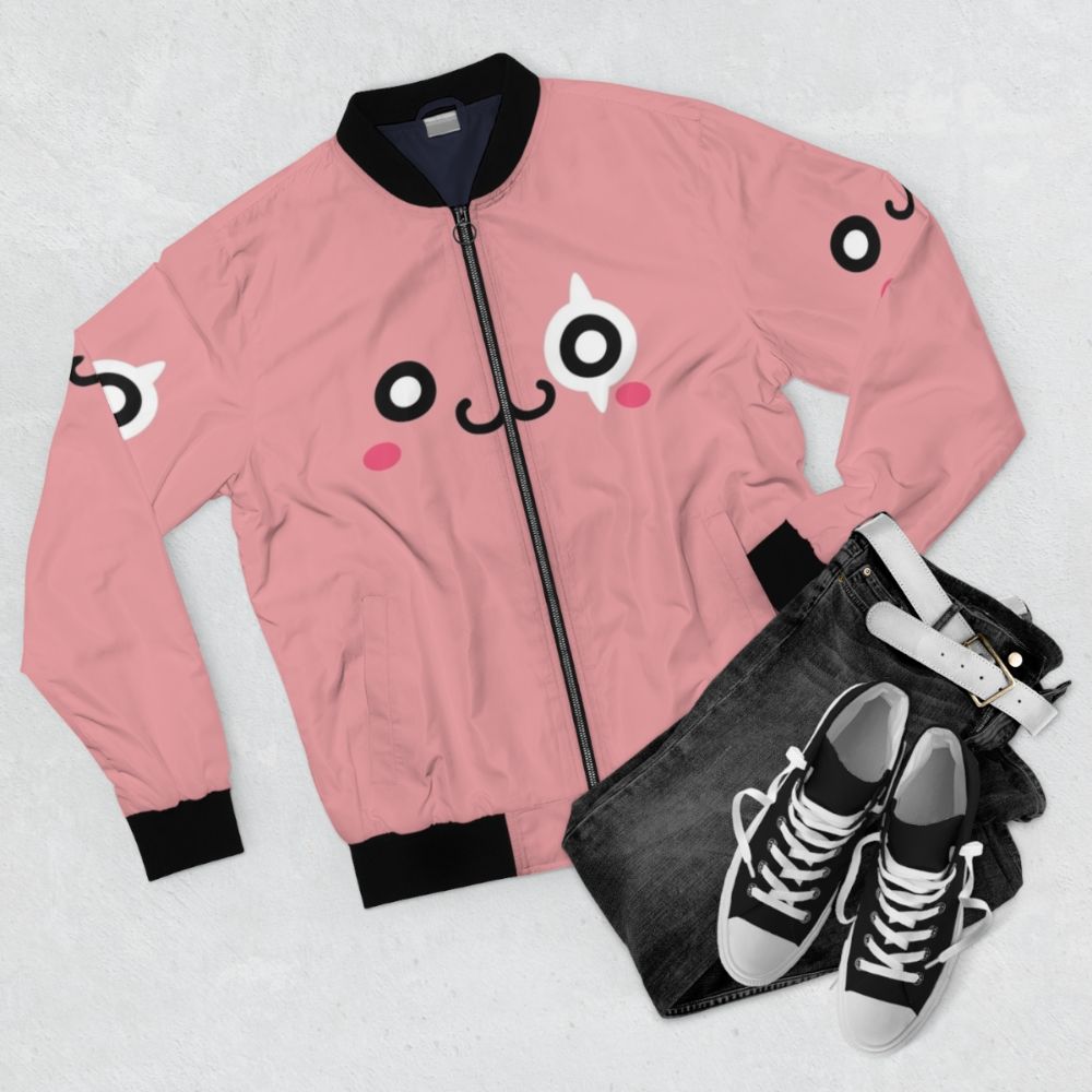 Maplestory Pink Bean Bomber Jacket - Cute and Stylish Gaming Apparel - Flat lay