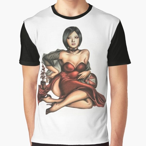 Lady in Red Resident Evil Graphic T-Shirt featuring Clara Redfield and Leon Kennedy