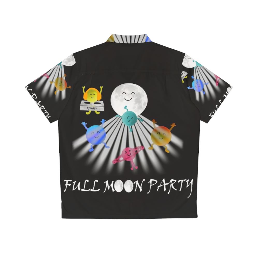 full moon party space hawaiian shirt with planets and galaxy design - Back