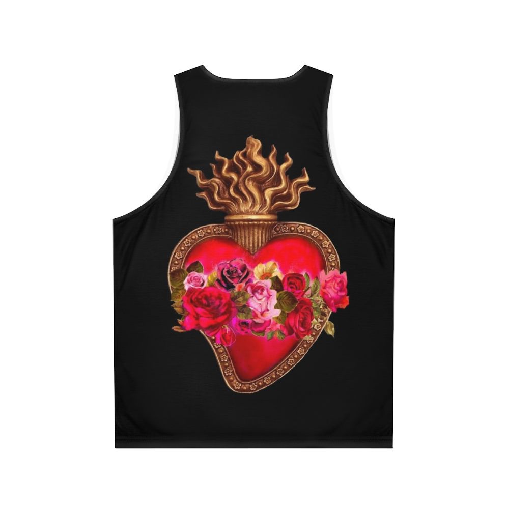 Red sacred heart and immaculate heart unisex tank top - Back