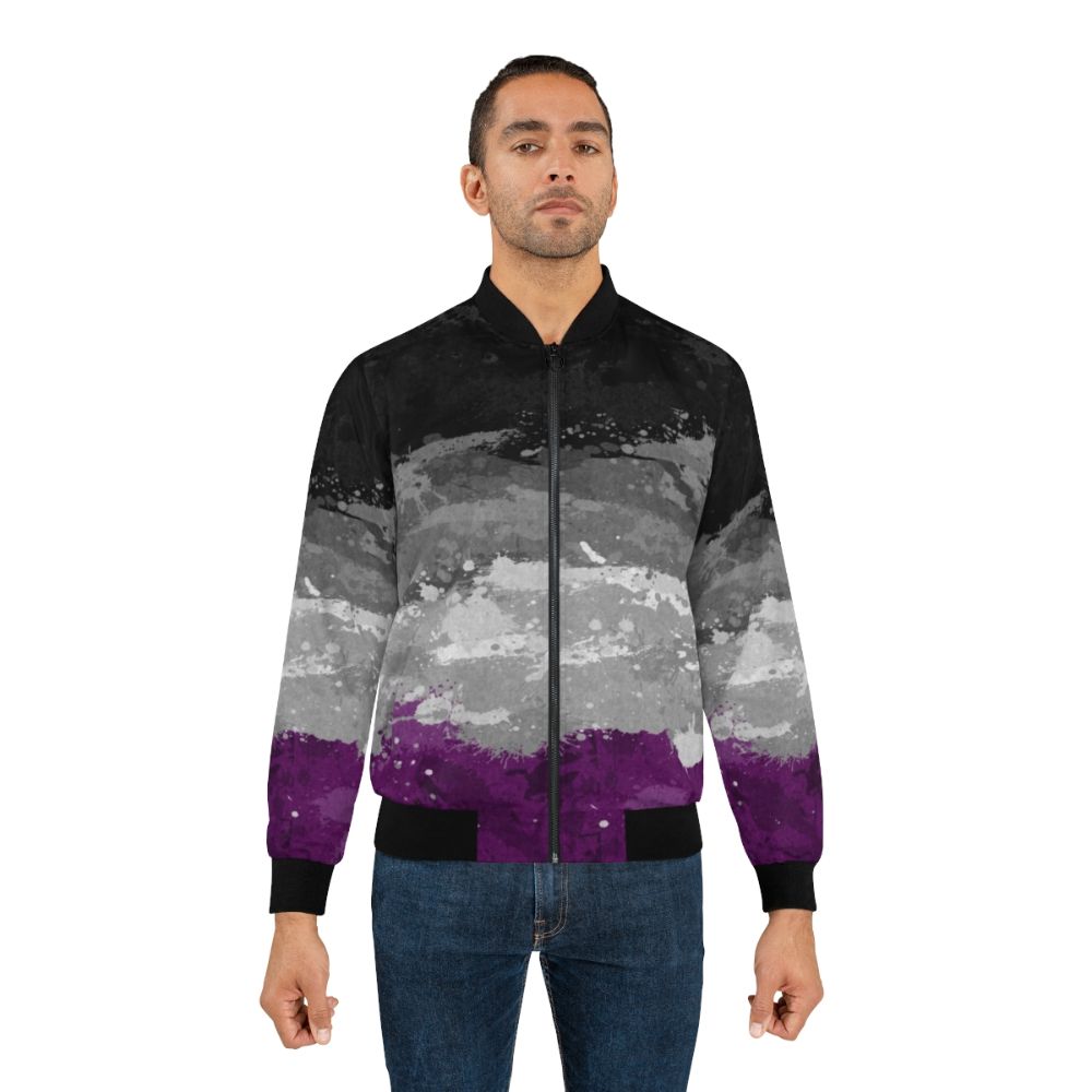 Asexual pride abstract paint splatter pattern bomber jacket - Lifestyle