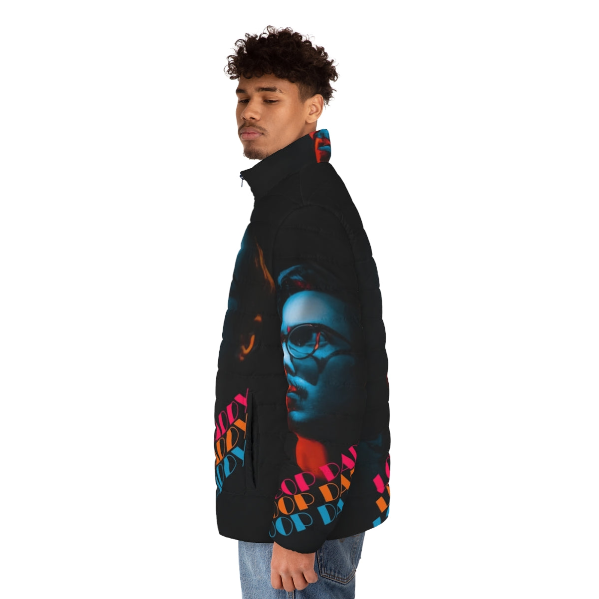 Loop Daddy Puffer Jacket featuring a funky, music-inspired design - men side left