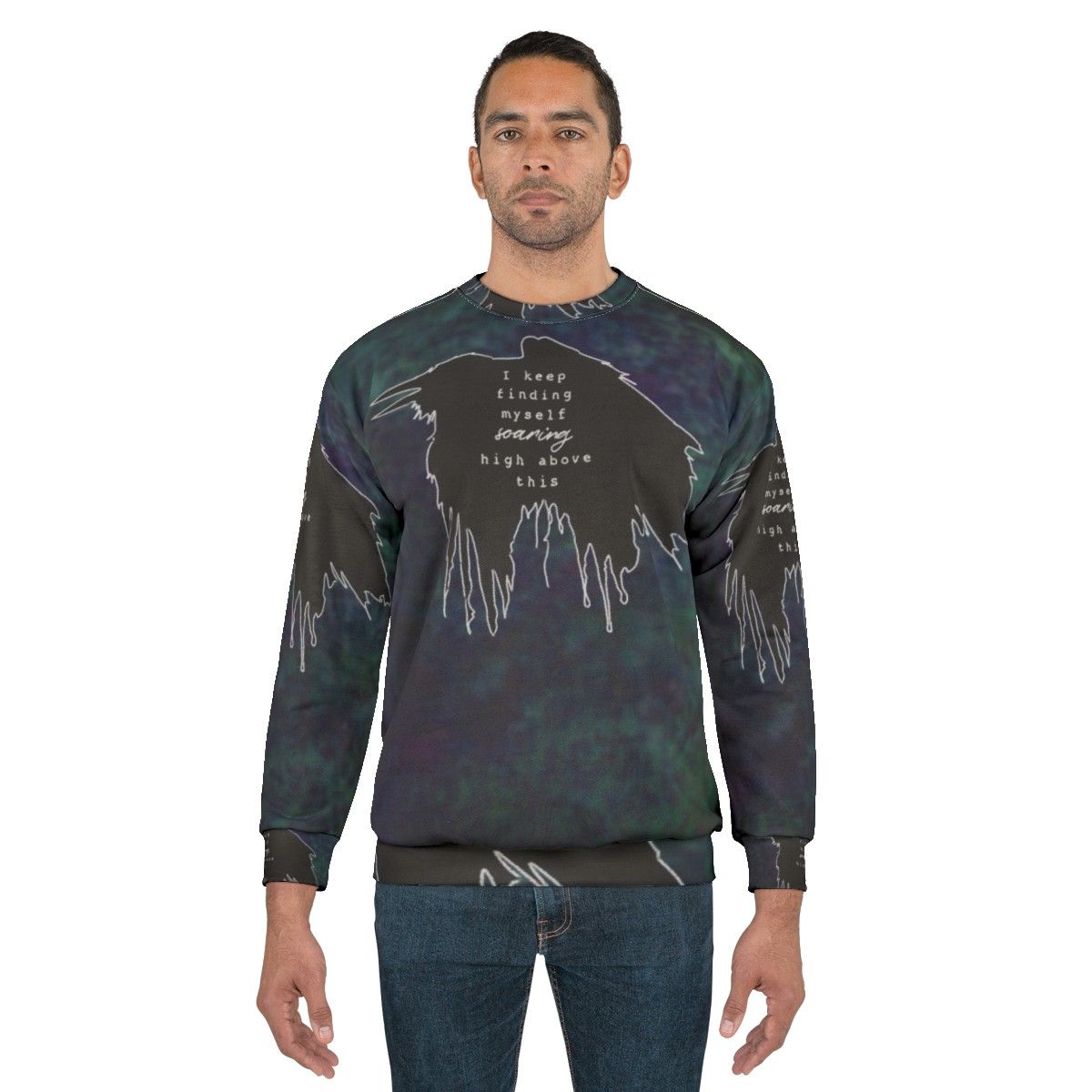 Impossible acid wash sweatshirt with minimalist music lyrics design - men