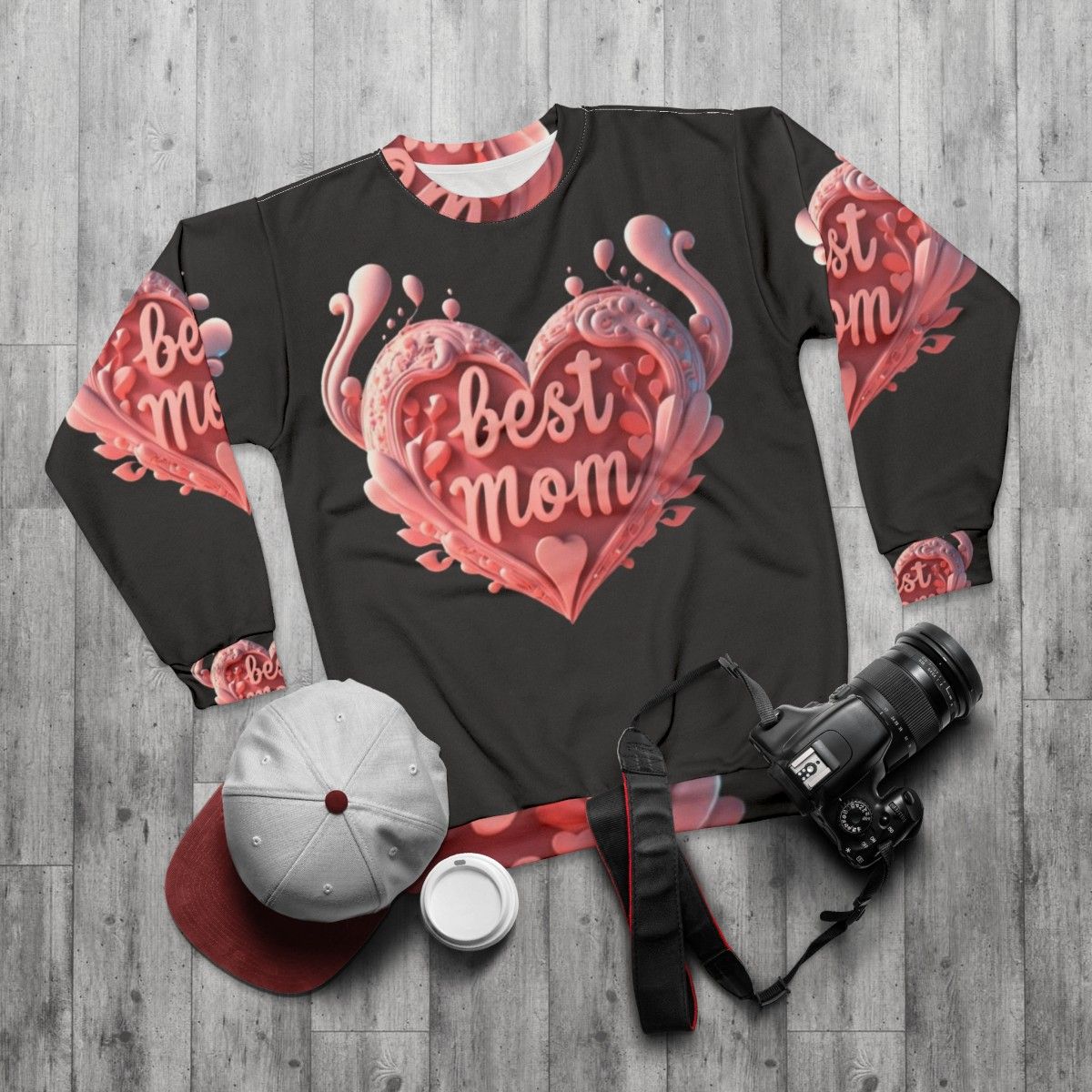 Best Mom Sweatshirt - Mothers Day & Valentine's Day Gift for Women - flat lay