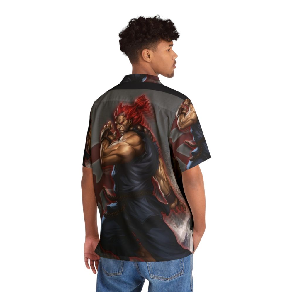 Akuma Hawaiian Shirt 2 - Tropical Print Button-Down Shirt - Flat lay