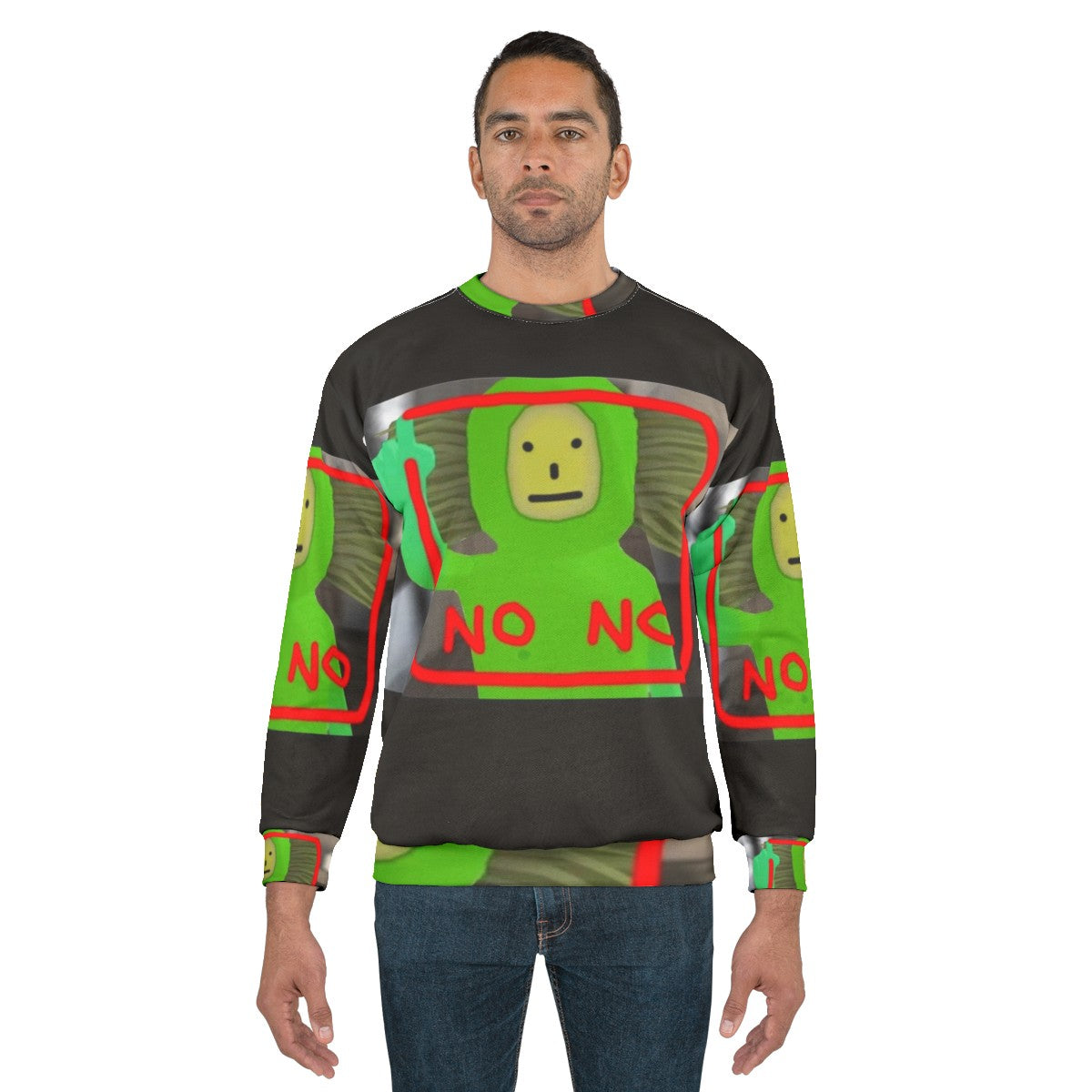 No No Square Sweatshirt featuring the popular meme design - men