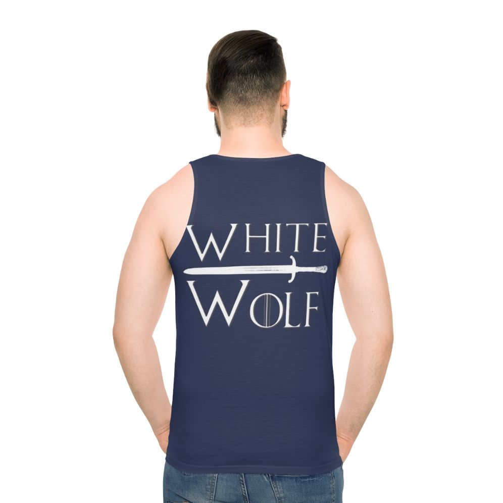 Unisex wolf print tank top - men back