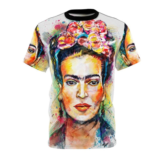 Colorful abstract portrait t-shirt design inspired by the iconic Mexican artist Frida Kahlo