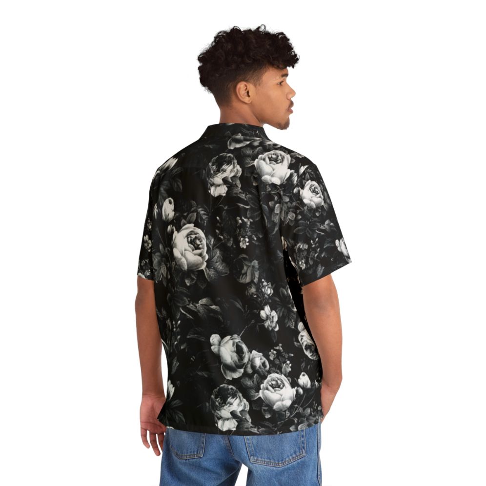 Black and white floral pattern Hawaiian-style shirt - People Back