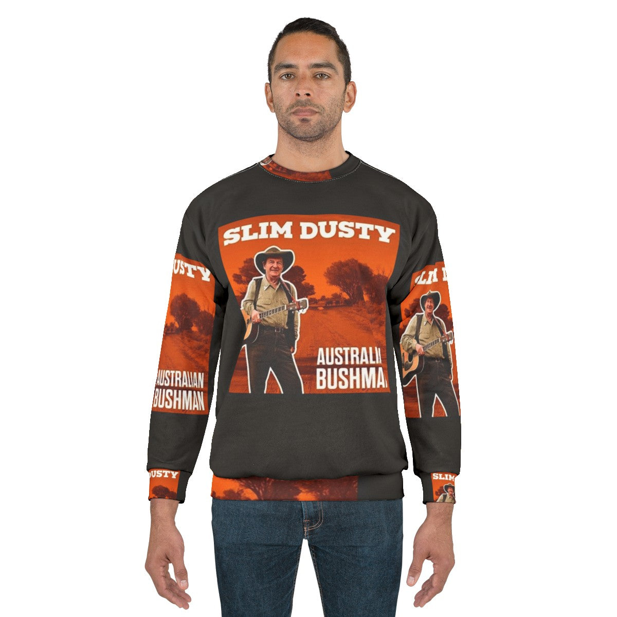 Slim Dusty inspired graphic sweatshirt with country music art - men