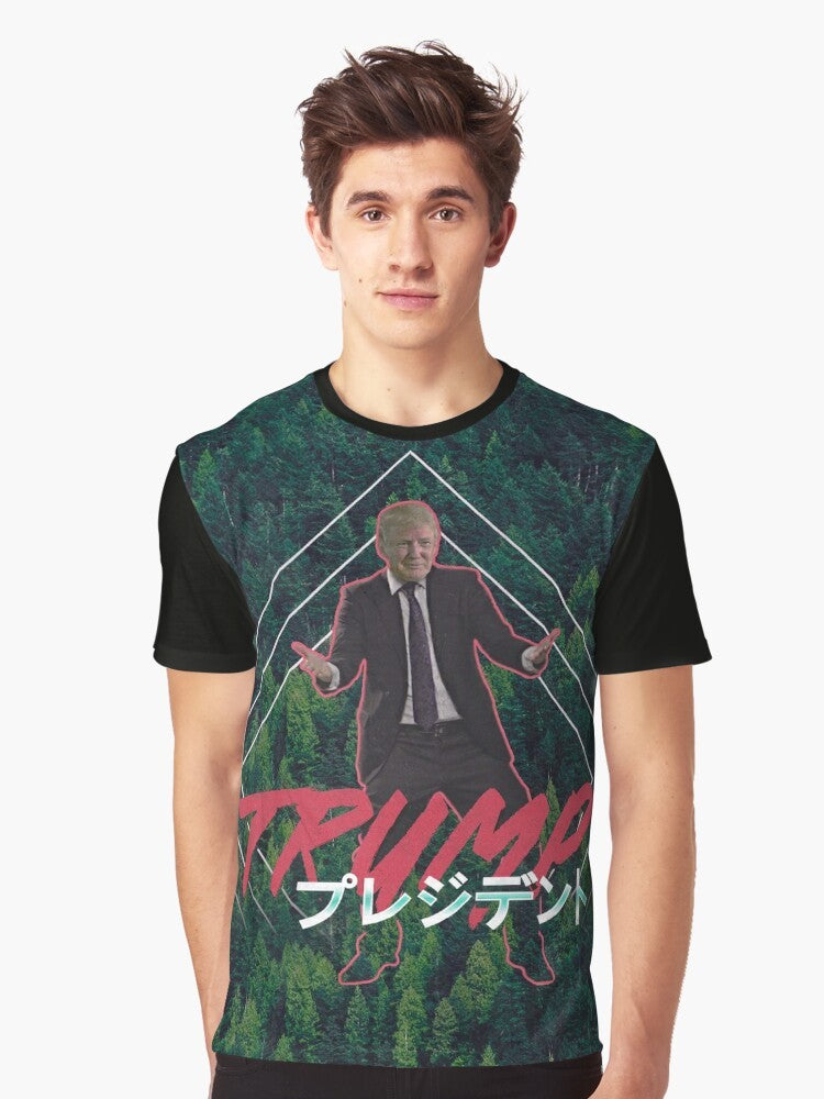 Vaporwave Donald Trump graphic t-shirt with retro, 90s aesthetic and pop art design - Men