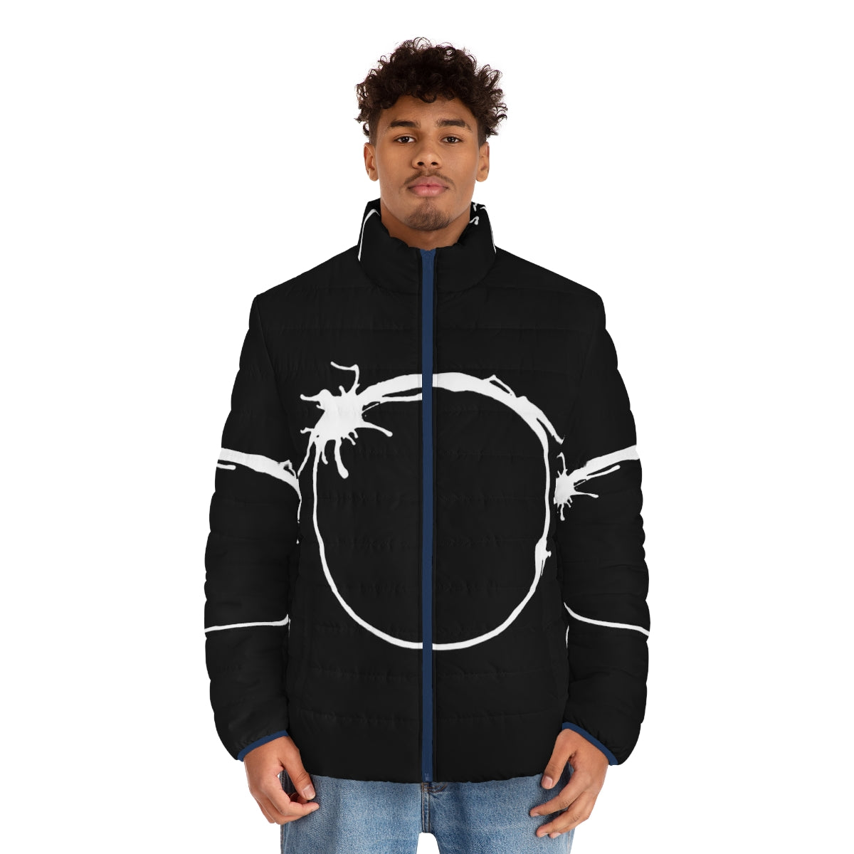 Arrival Human Puffer Jacket with Heptapod Symbol - men front