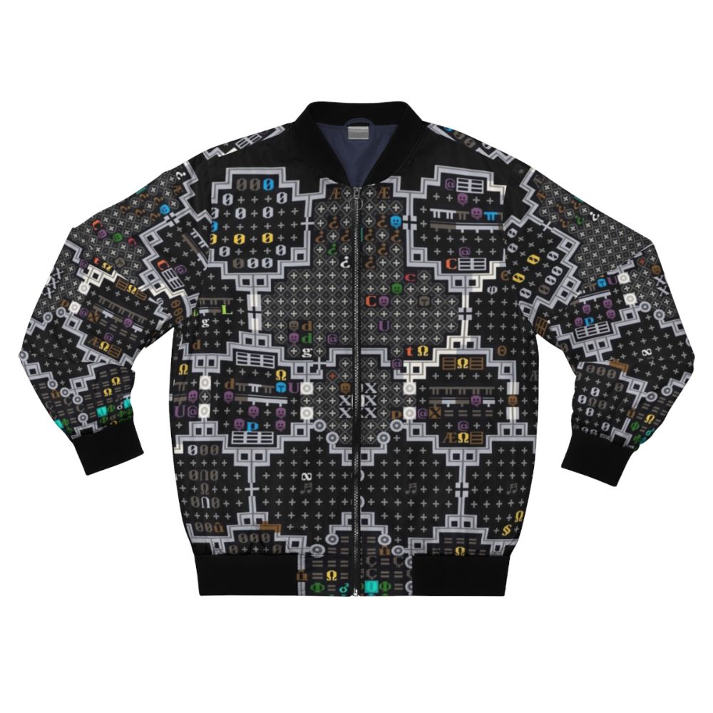 Dwarf Fortress inspired bomber jacket with pixel art tile set graphics