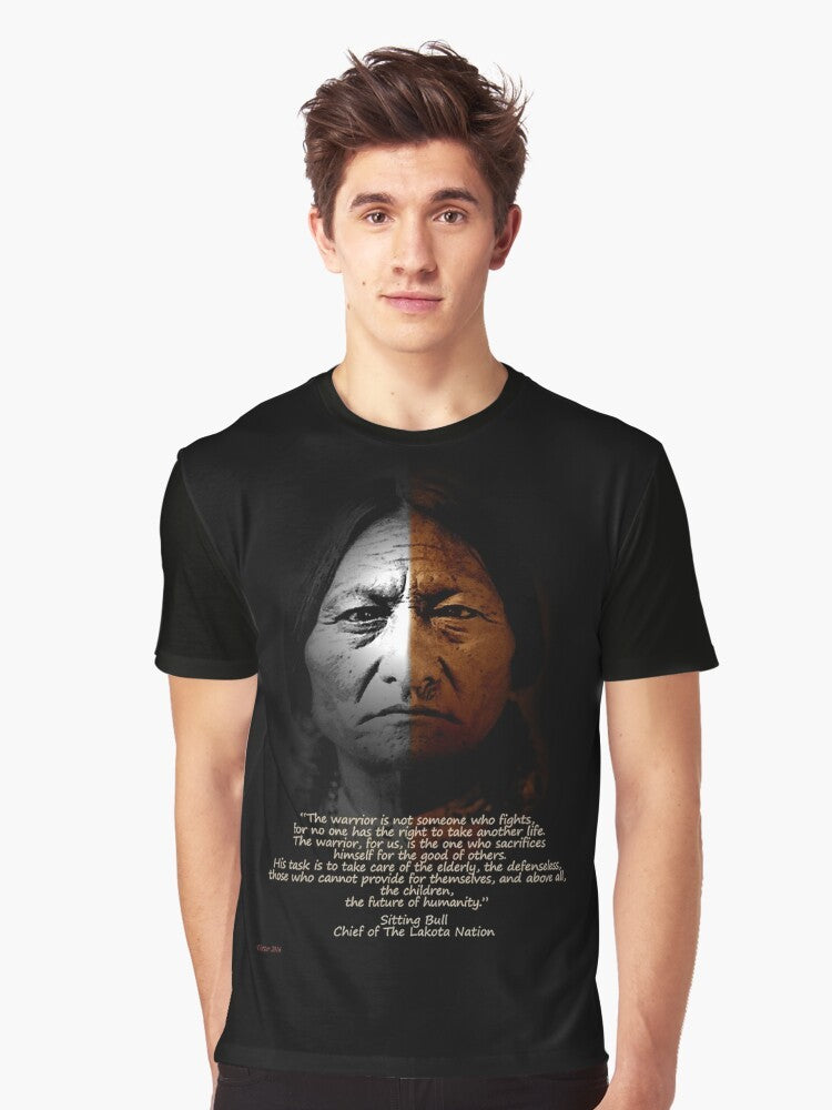 Sitting Bull Native American Warrior Quote Inspirational Graphic T-Shirt Design - Men