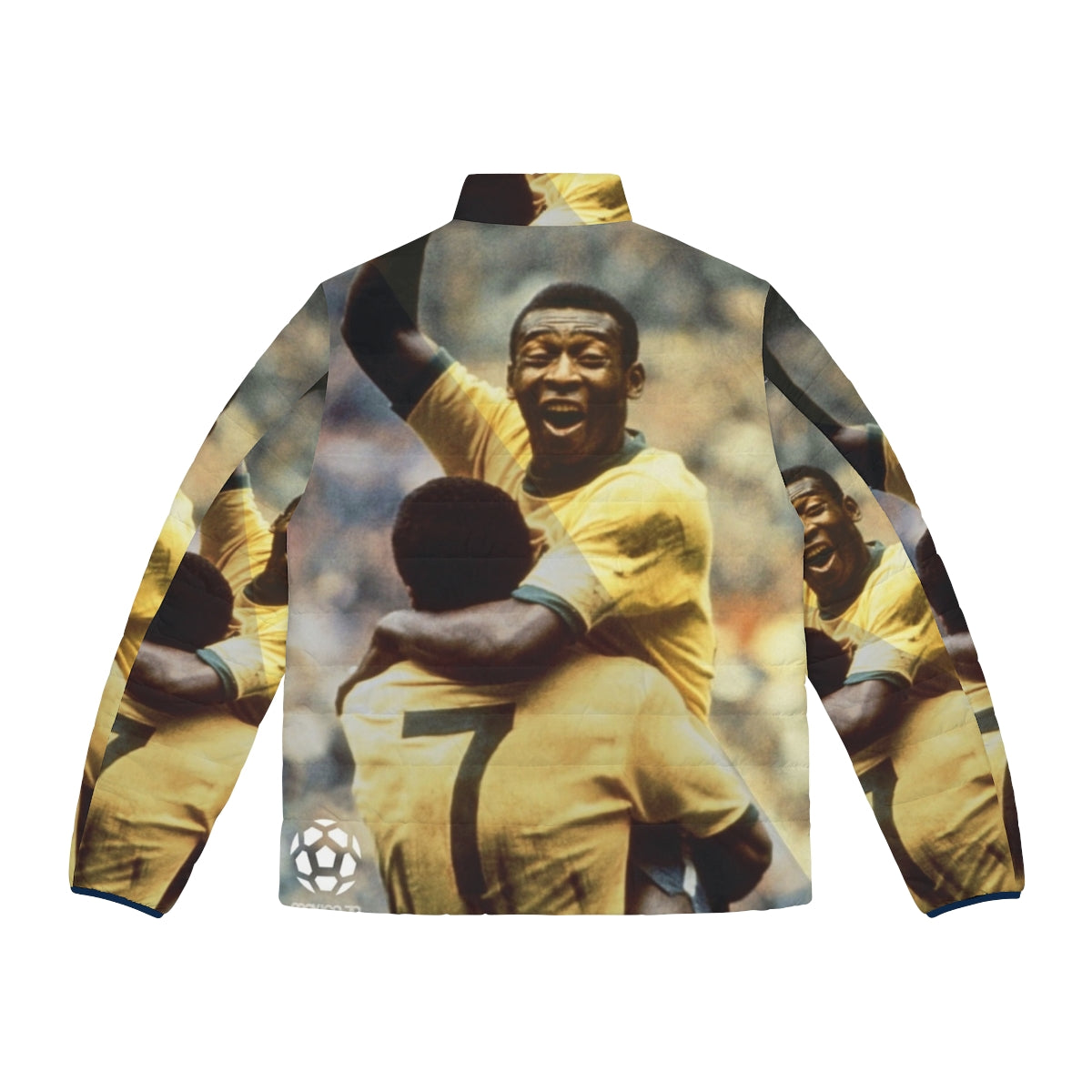 Pele Puffer Jacket - Retro Brazil Soccer Inspired Outerwear - Back