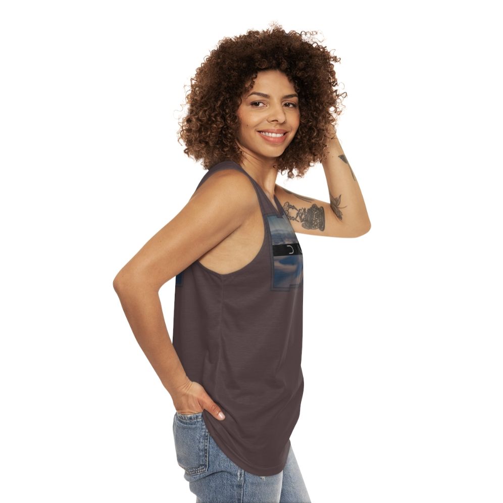 Dune inspired unisex tank top with Arrakis desert design - women side