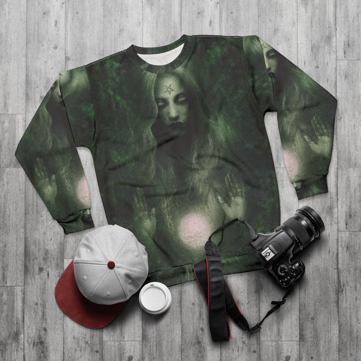 Forest Witch Sweatshirt with Enchanting Witchcraft and Nature Inspired Design - flat lay