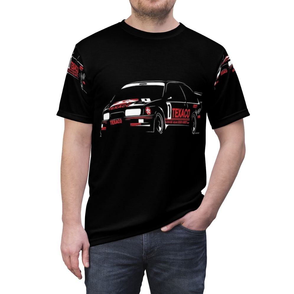 Sierra Cosworth inspired all-over print t-shirt for car enthusiasts - men front