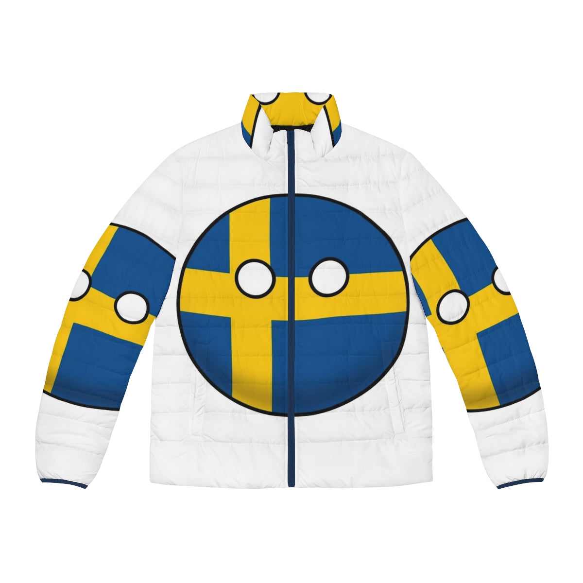 Swedish Countryball Puffer Jacket with National Flag Design