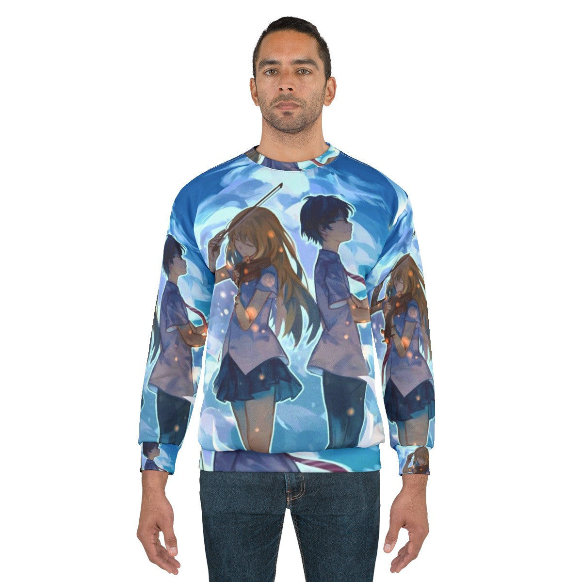 Your Lie in April anime sweatshirt featuring Kousei and Kaori - men