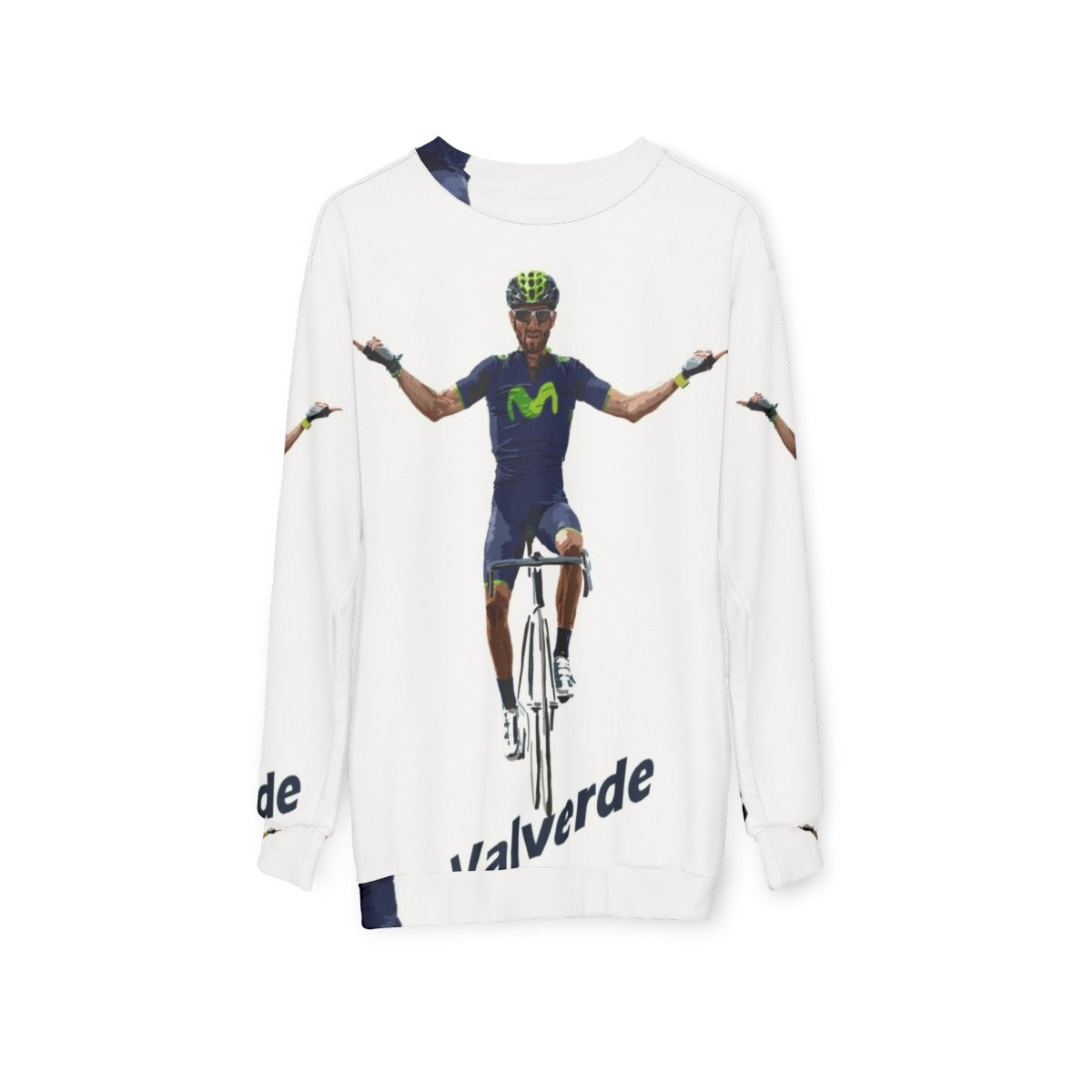 Green cycling sweatshirt for athletes - hanging