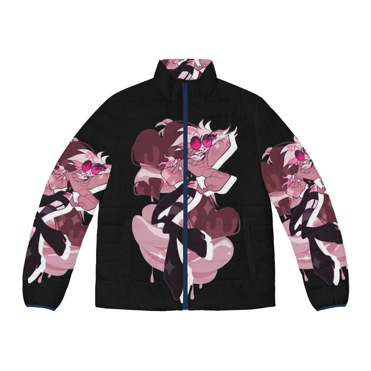 Hazbin Hotel Angel Dust Puffer Jacket with Anime-Inspired Design