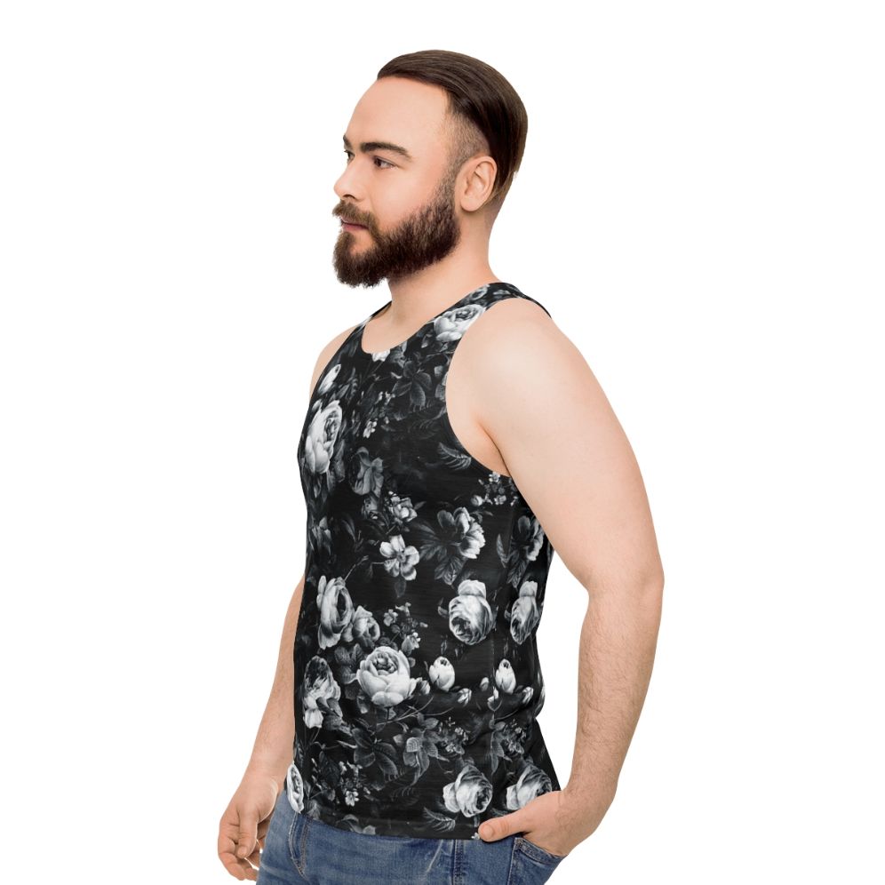 Roses black and white unisex tank top - men side