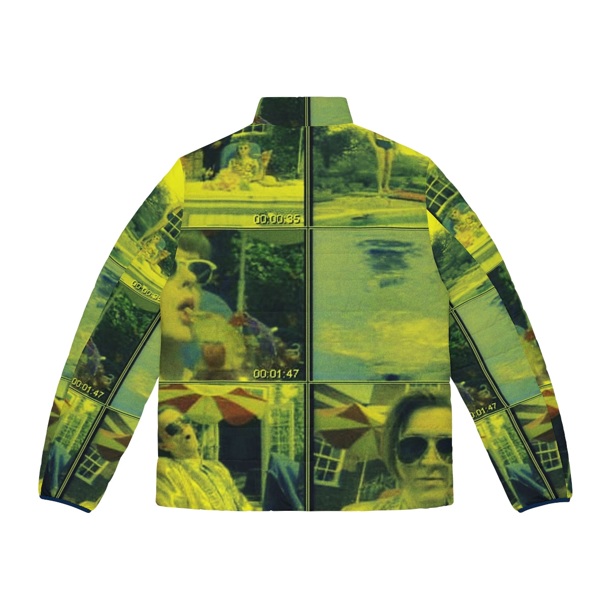 Retro Indie Puffer Jacket featuring Hot Dog Jumping Frog Albuquerque design - Back