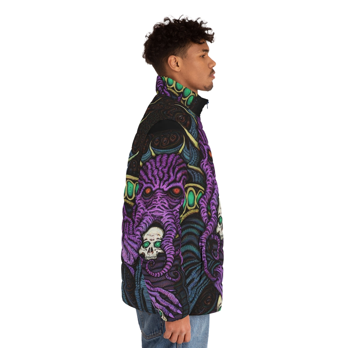 Mind Flayer Azhmodai 2018 Dungeons & Dragons Puffer Jacket with focus keyword "mind flayer puffer jacket" - men side right