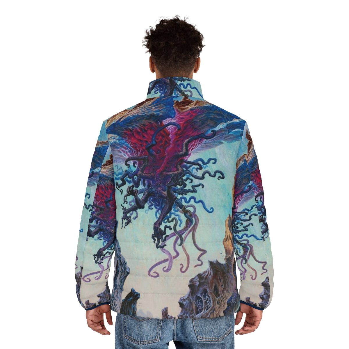 Emrakul The Aeons Torn Eldrazi Puffer Jacket featuring the epic MTG monster - men back